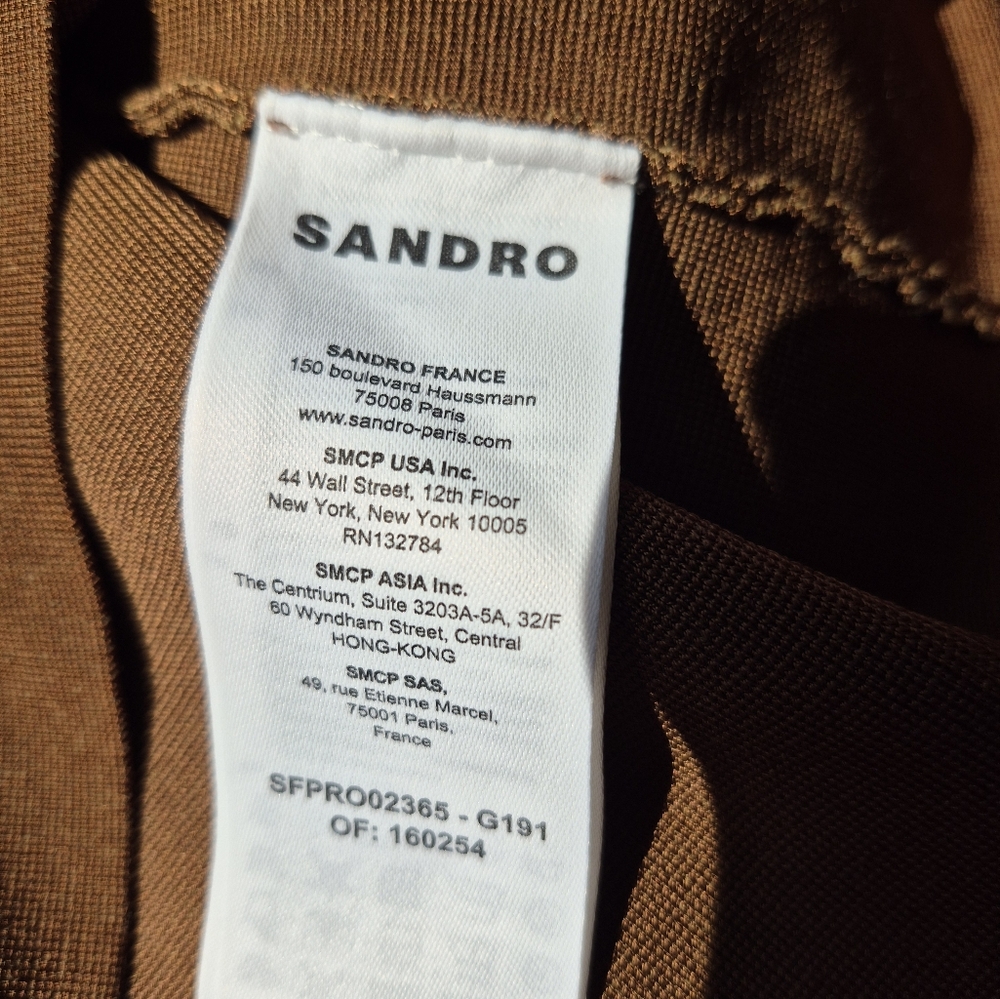 Sandro Paris Dress Aja Midi Beige Orange Ombre Cut Out Stretch Knit Size 38 (6) - Picture 9 of 14